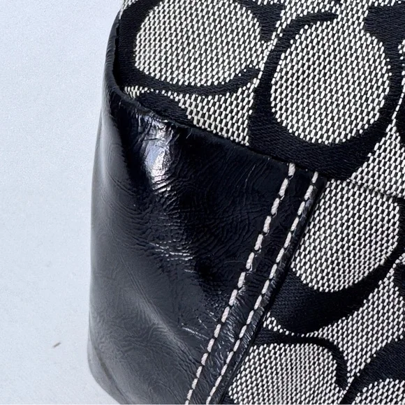 Coach Signature Turnlock Black Gray Jacquard Canvas Leather Trim F14281 - Picture 10 of 12